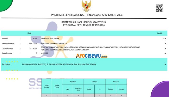 Inilah Daftar Peserta Lolos Seleksi PPPK Pemerintah Kota Medan, Cek Disini!
