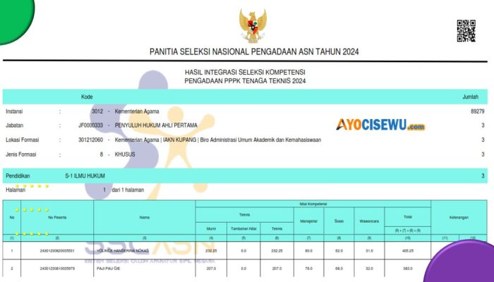 Kemenag Umumkan Hasil Seleksi PPPK 2024: 71.424 Peserta Dinyatakan Lolos