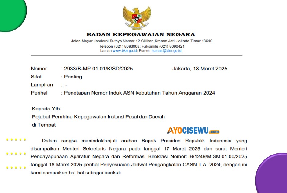Penetapan Nomor Induk ASN kebutuhan Tahun Anggaran 2024