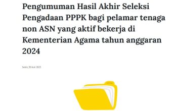 Pengumuman PPPK Kemenag 2024 Tahap 2, Cek Disini!