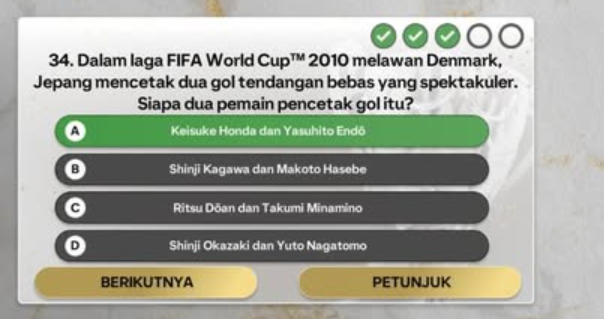 Dalam FIFA World Cup 2010 Melawan Denmark, Jepang Mencetak Dua Gol Tendangan Bebas yang Spektakuler. Siapa Dua Pemain Pencerak Gol itu?