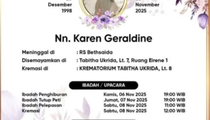 Gadis Cantik Karen Geraldine Meninggal Dunia, Rest In Peace!
