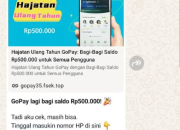 GoPay Bagi Saldo Hajatan Ulang Tahun 500 Ribu? Info Penipuan