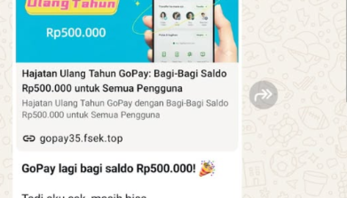 GoPay Bagi Saldo Hajatan Ulang Tahun 500 Ribu? Info Penipuan